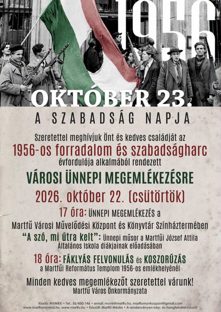 Október 23. - városi ünnepi megemlékezés Martfűn